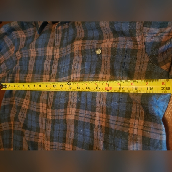 Haggar Mens Flannel Shirt Large Blue Brown Plaid Long Sleeve Button Up - Picture 4 of 7